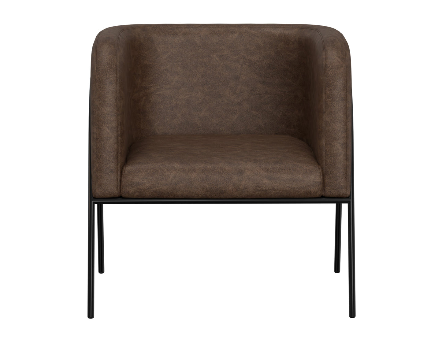 Wooden Frame & Metal Base, Armchair - Chocolate Brown