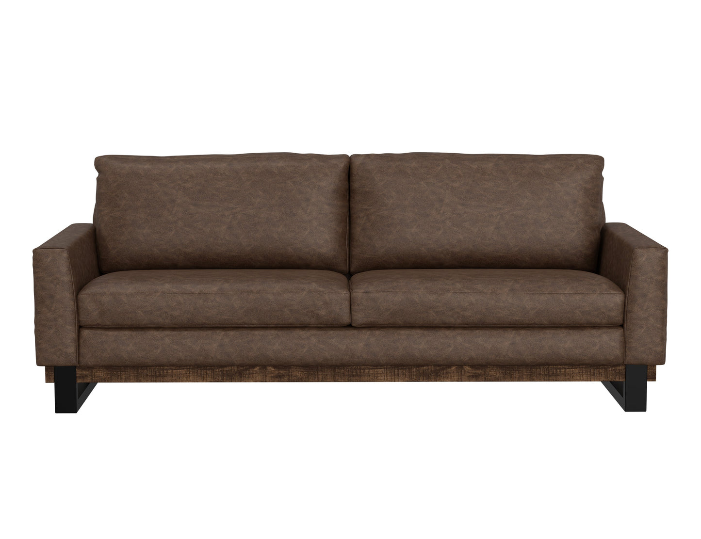 Metal & Wood Base, Sofa - Chocolate Brown