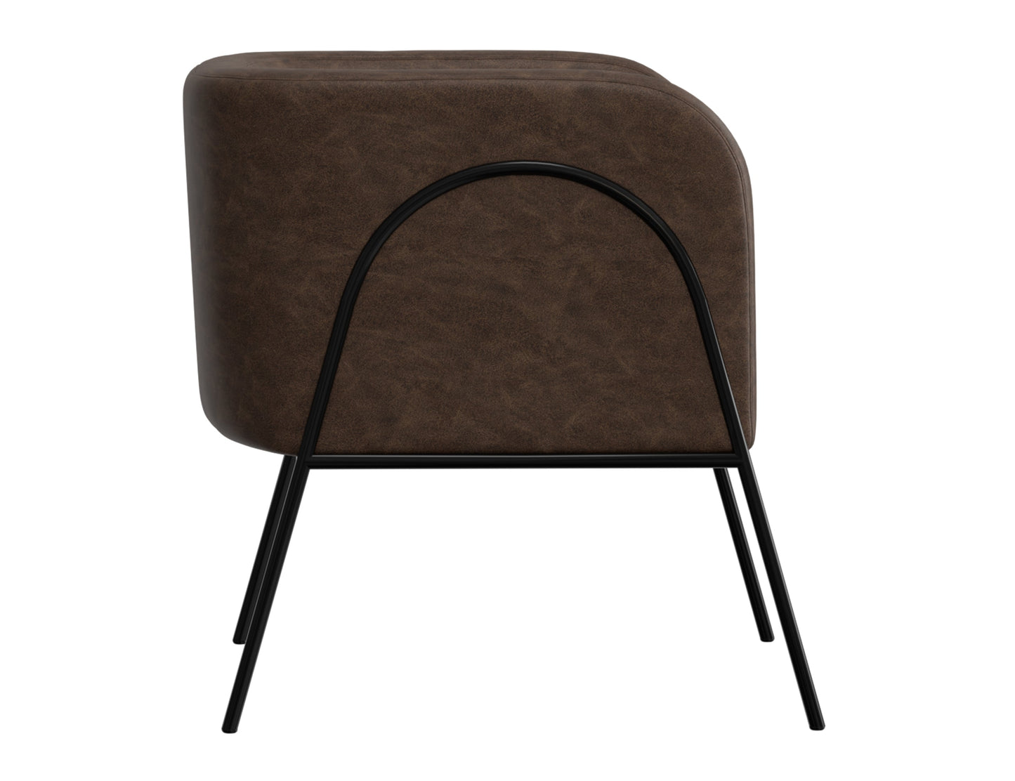 Wooden Frame & Metal Base, Armchair - Chocolate Brown