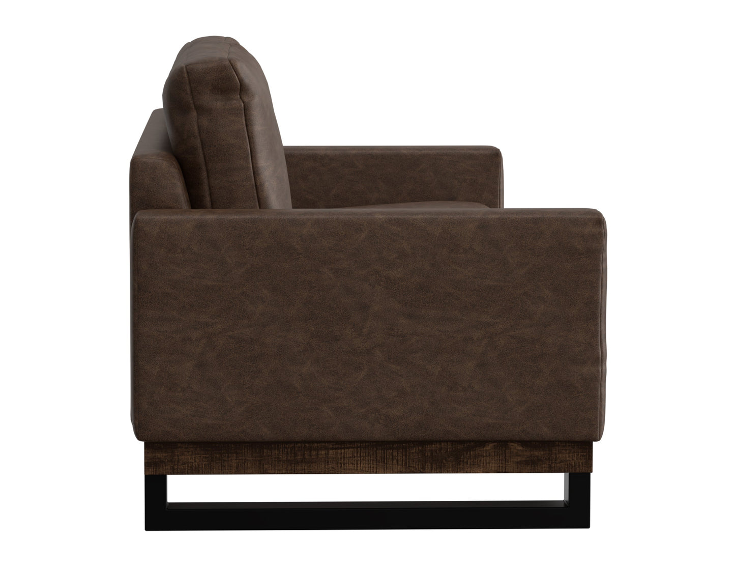 Metal & Wood Base, Sofa - Chocolate Brown