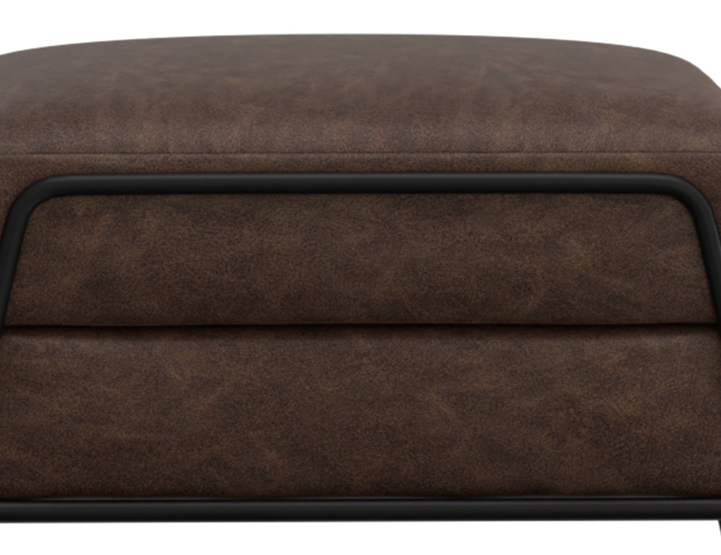 Wooden Frame & Metal Base, Footstool Ottoman - Chocolate Brown