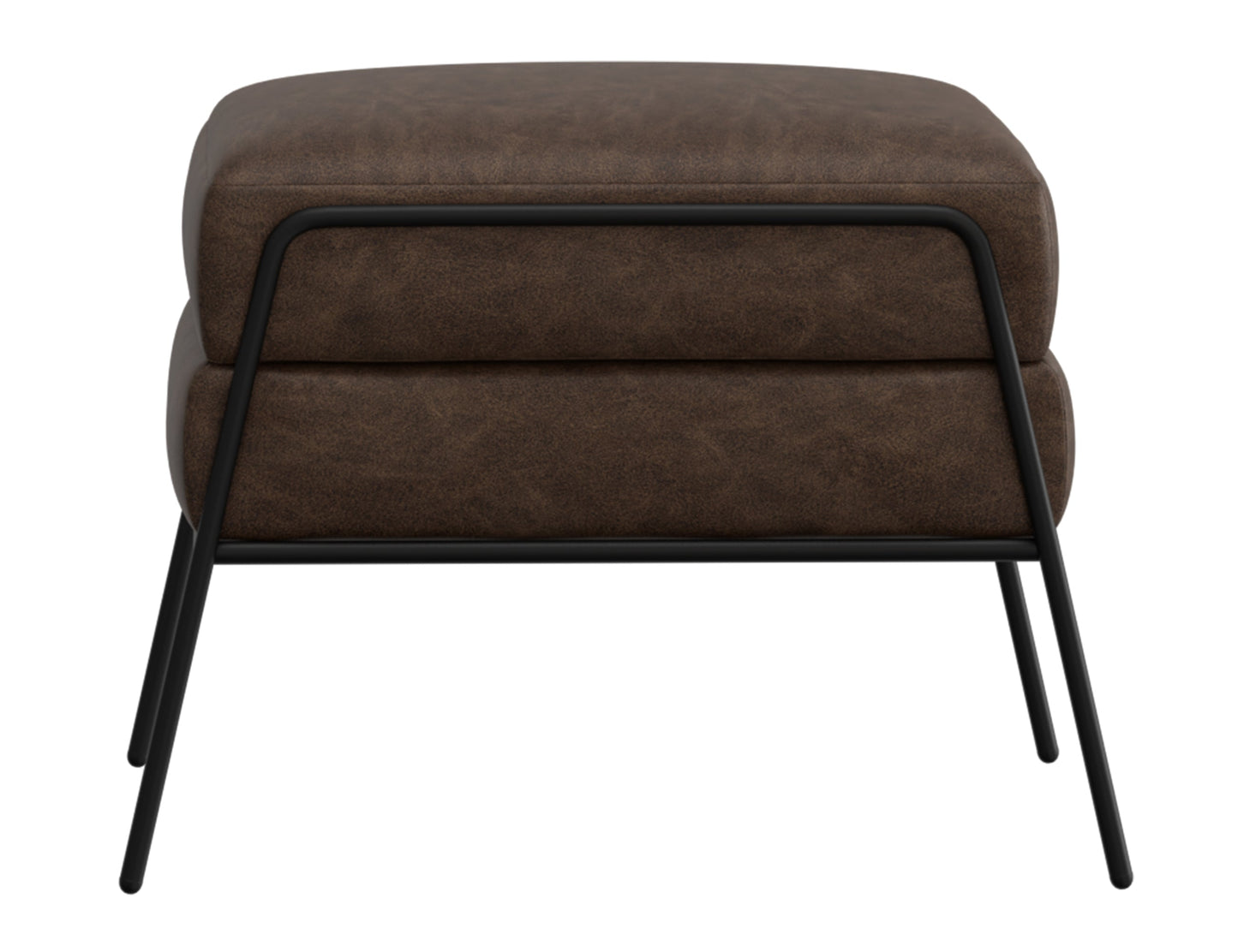 Wooden Frame & Metal Base, Footstool Ottoman - Chocolate Brown