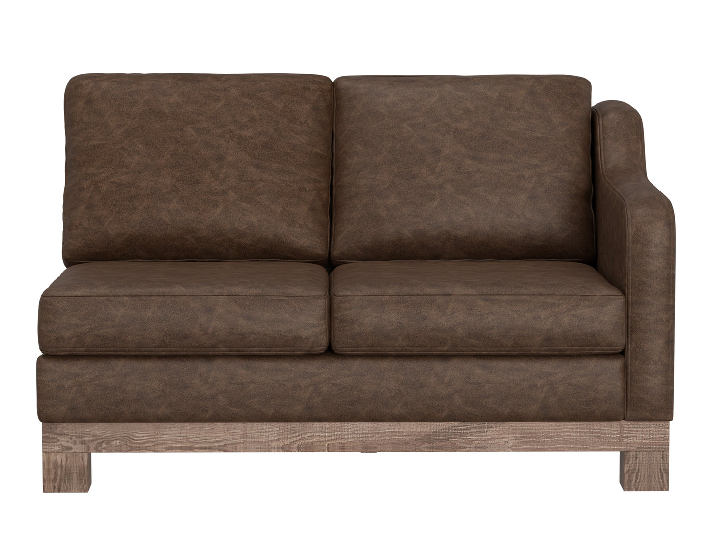 Wooden Frame & Base, Sectional Right-Arm Loveseat - Chocolate Brown