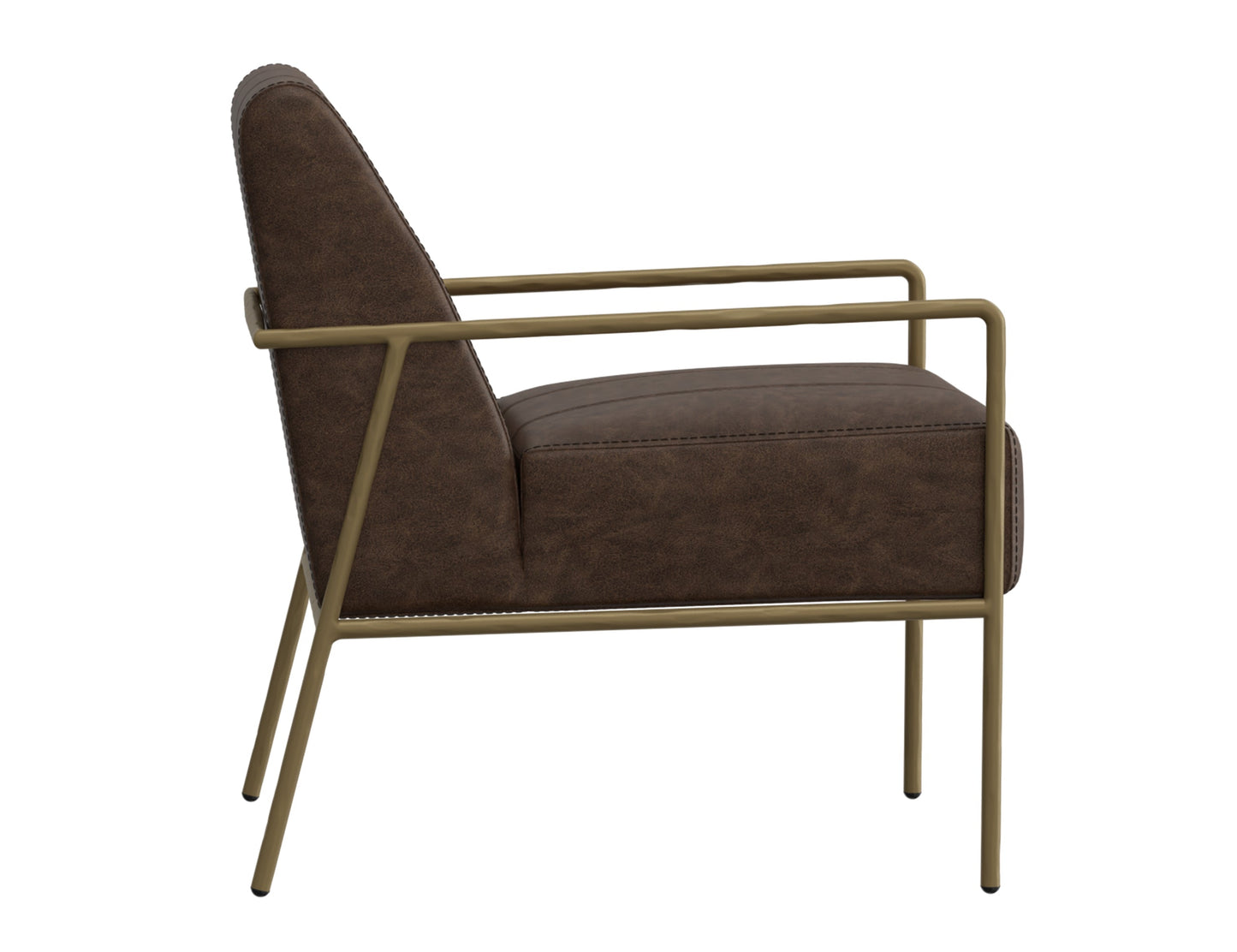 Wooden Frame & Metal Base, Armchair - Chocolate Brown