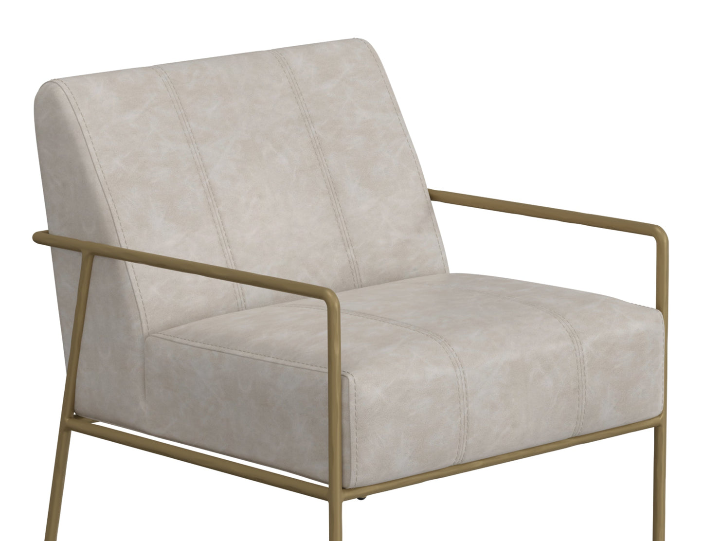 Wooden Frame & Metal Base, Armchair - Ivory