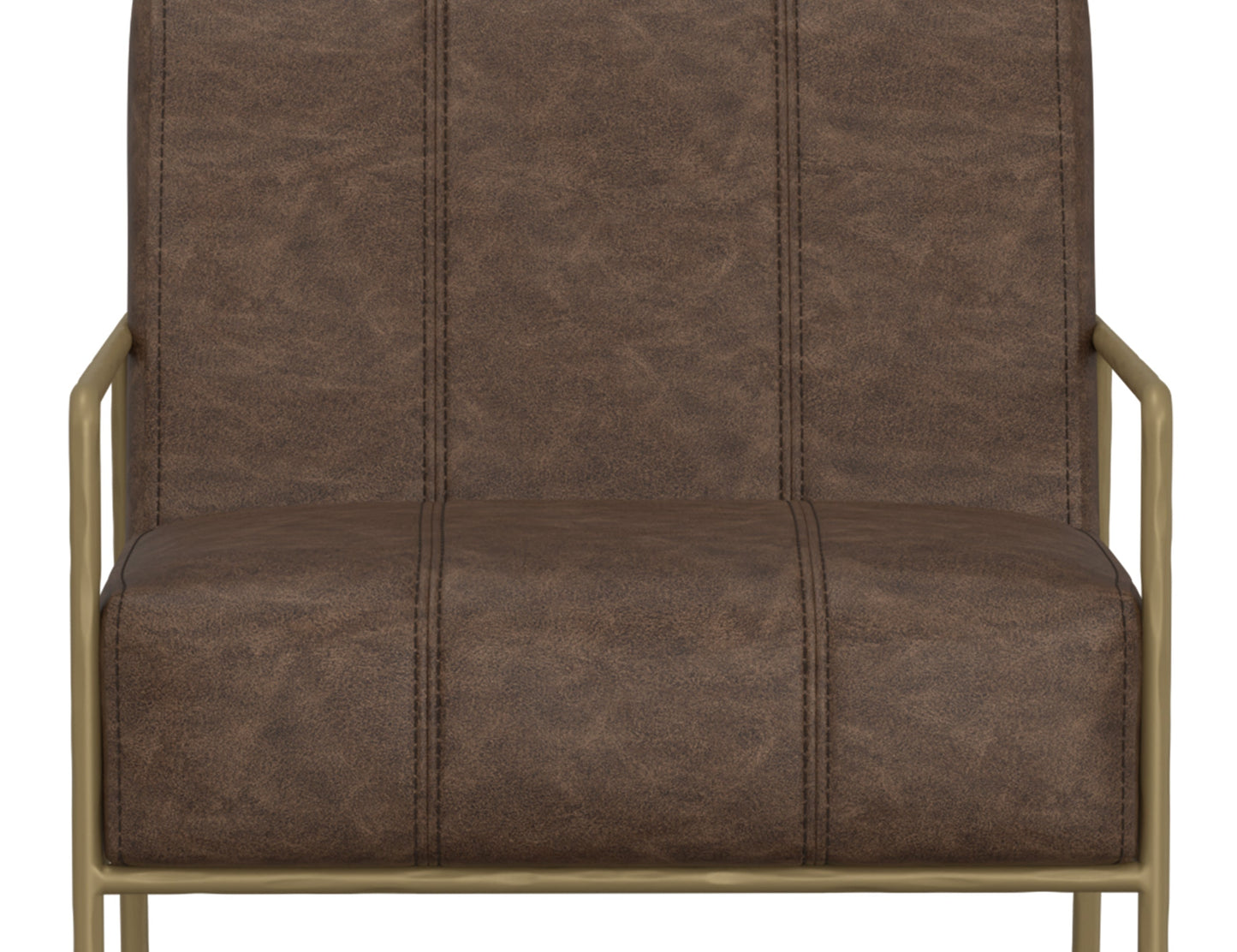 Wooden Frame & Metal Base, Armchair - Chocolate Brown