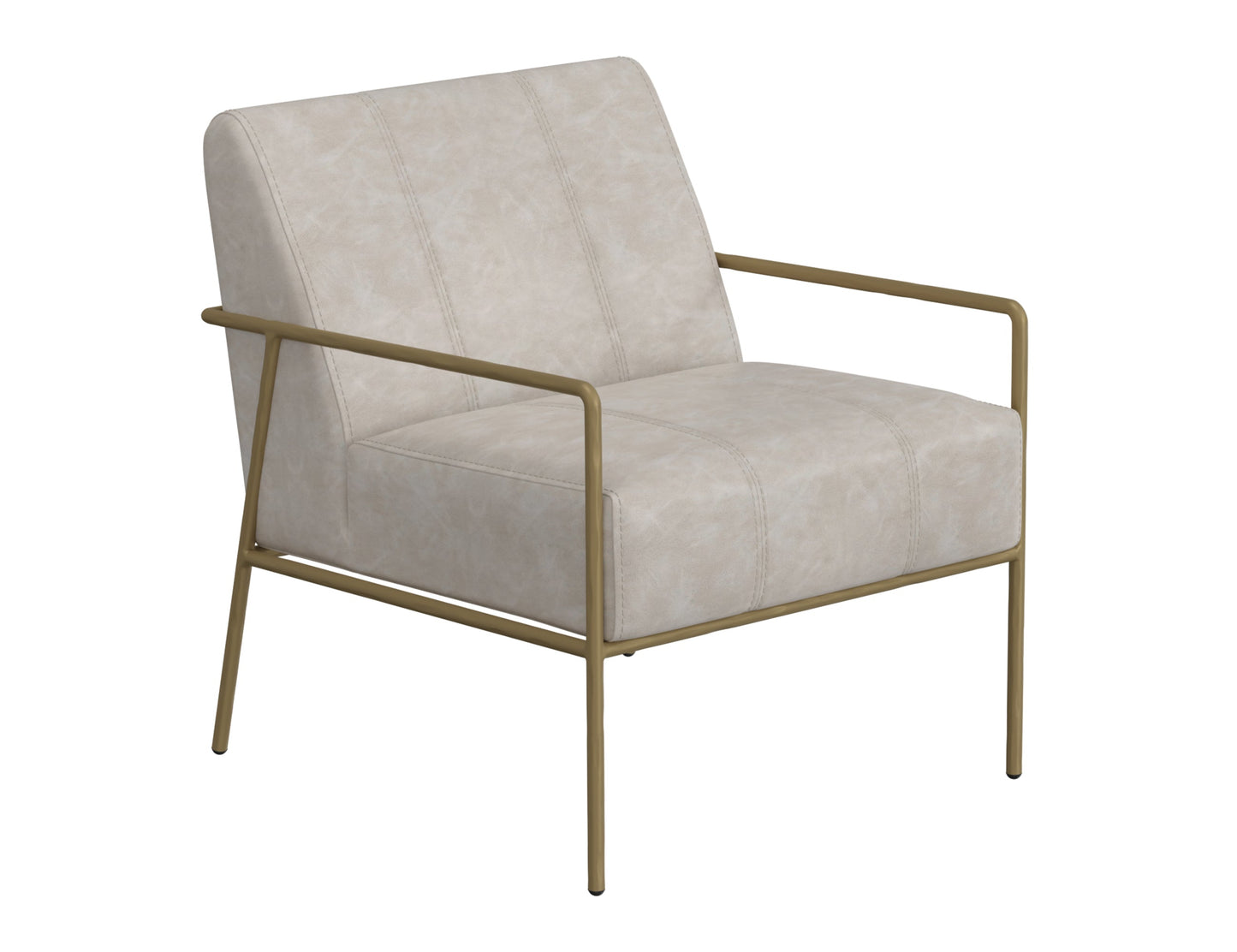 Wooden Frame & Metal Base, Armchair - Ivory