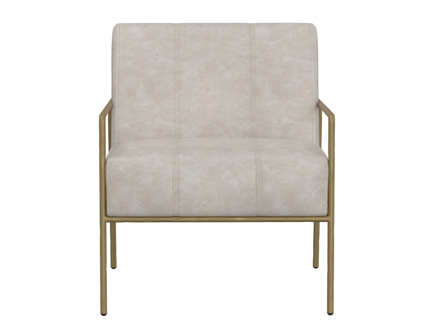 Wooden Frame & Metal Base, Armchair - Ivory