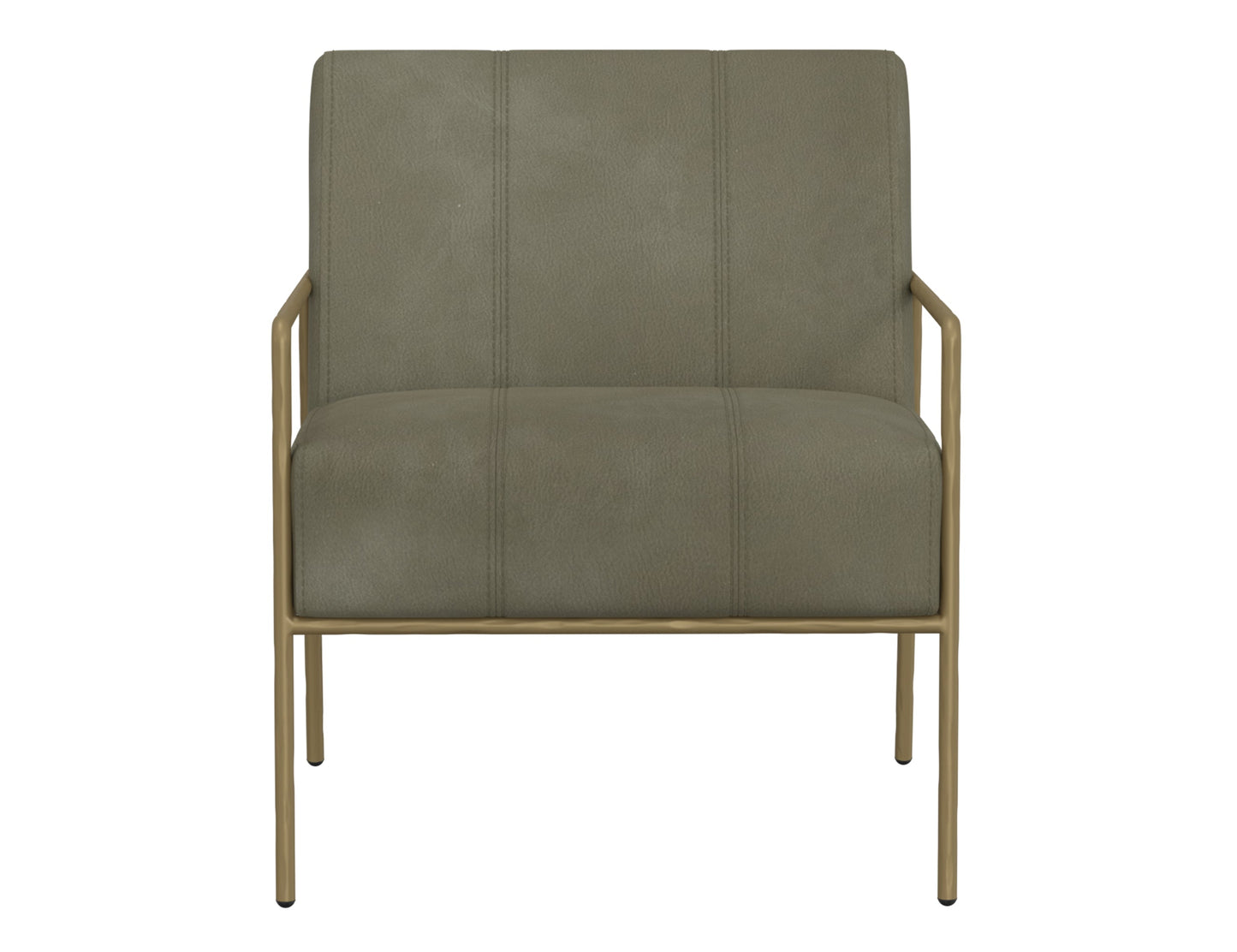 Wooden Frame & Metal Base, Armchair - Moss Green