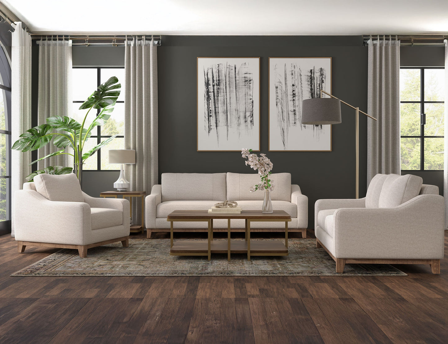 Wooden Frame & Base, Sofa - Agreeable Gray