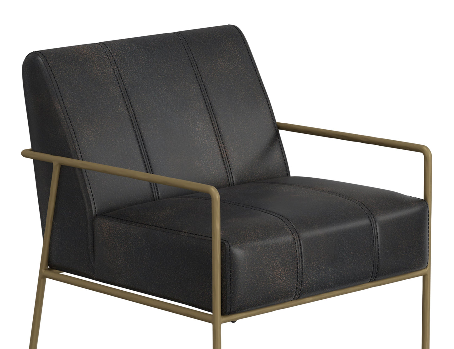 Wooden Frame & Metal Base, Armchair - Licorice Black