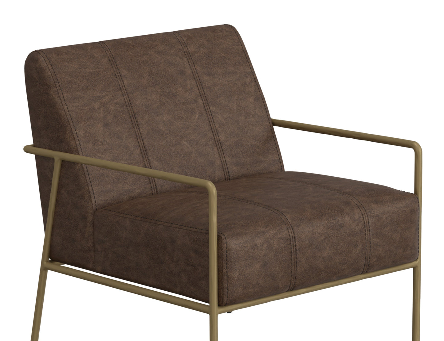 Wooden Frame & Metal Base, Armchair - Chocolate Brown