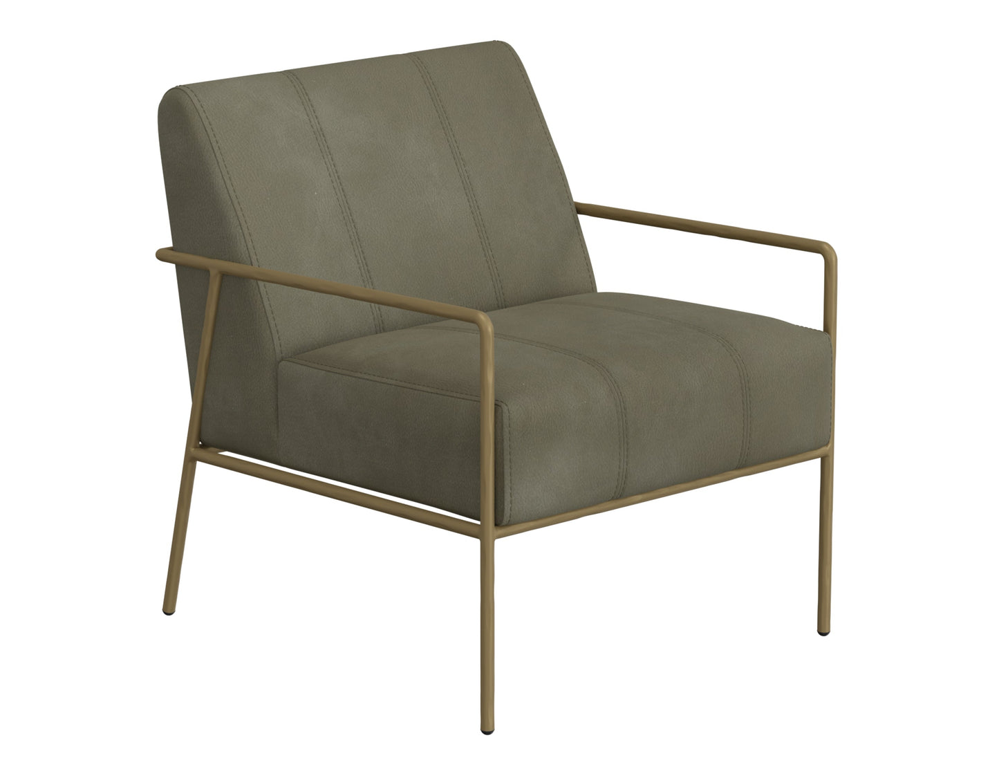 Wooden Frame & Metal Base, Armchair - Moss Green
