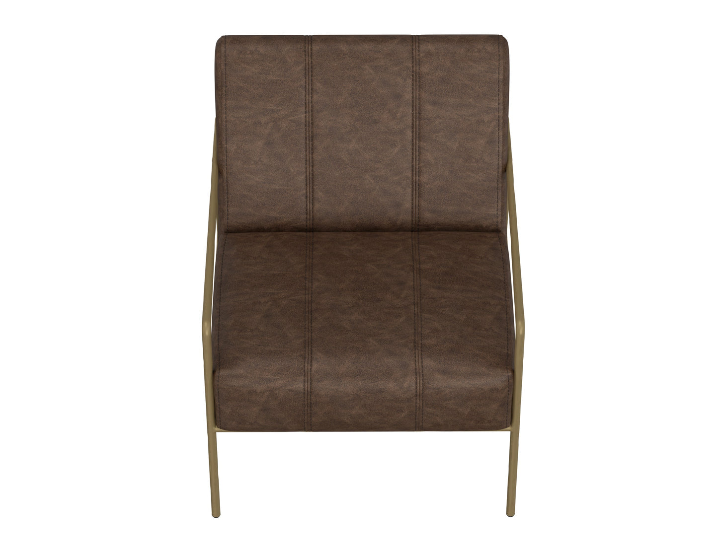 Wooden Frame & Metal Base, Armchair - Chocolate Brown