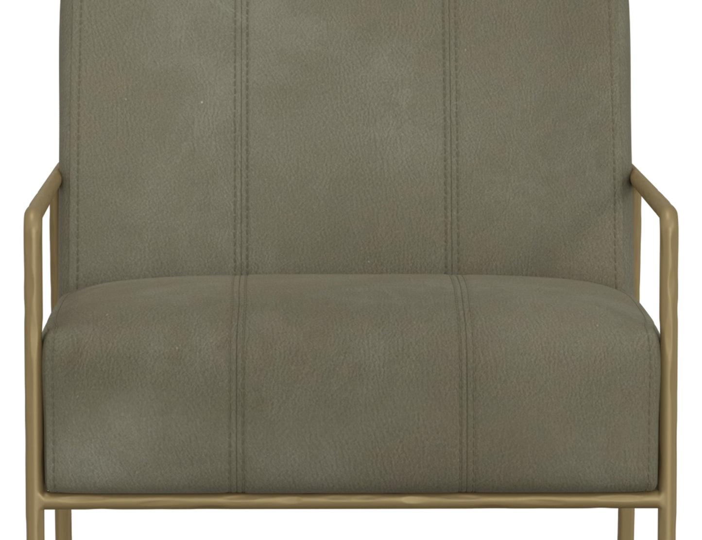 Wooden Frame & Metal Base, Armchair - Moss Green