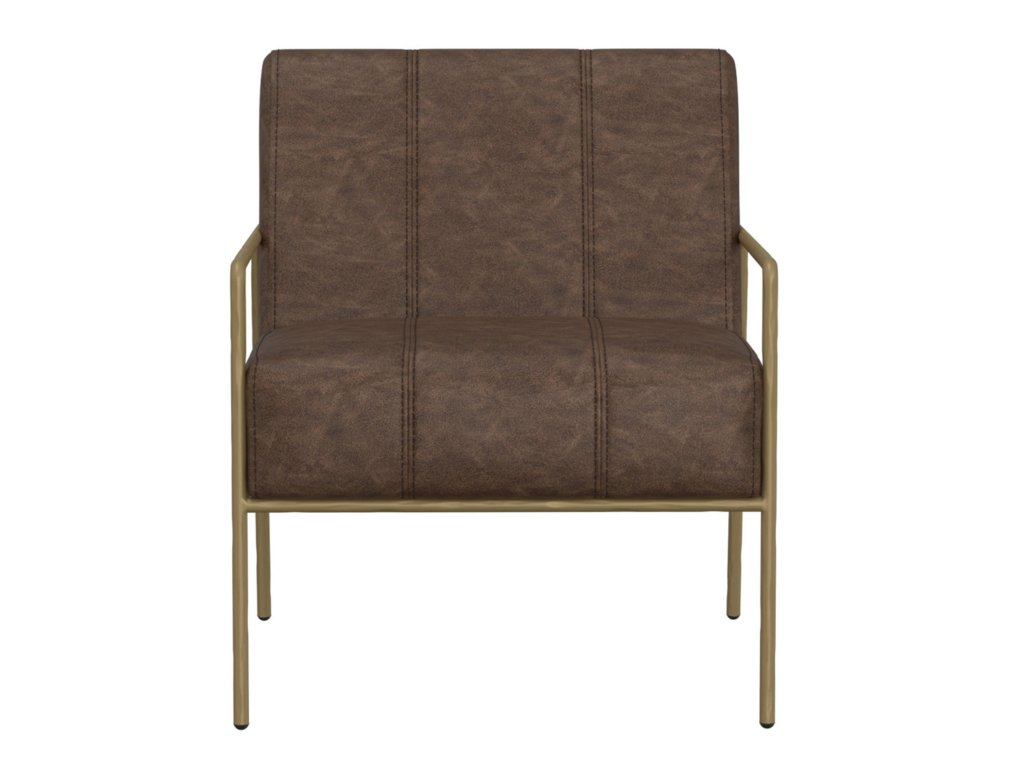 Wooden Frame & Metal Base, Armchair - Chocolate Brown