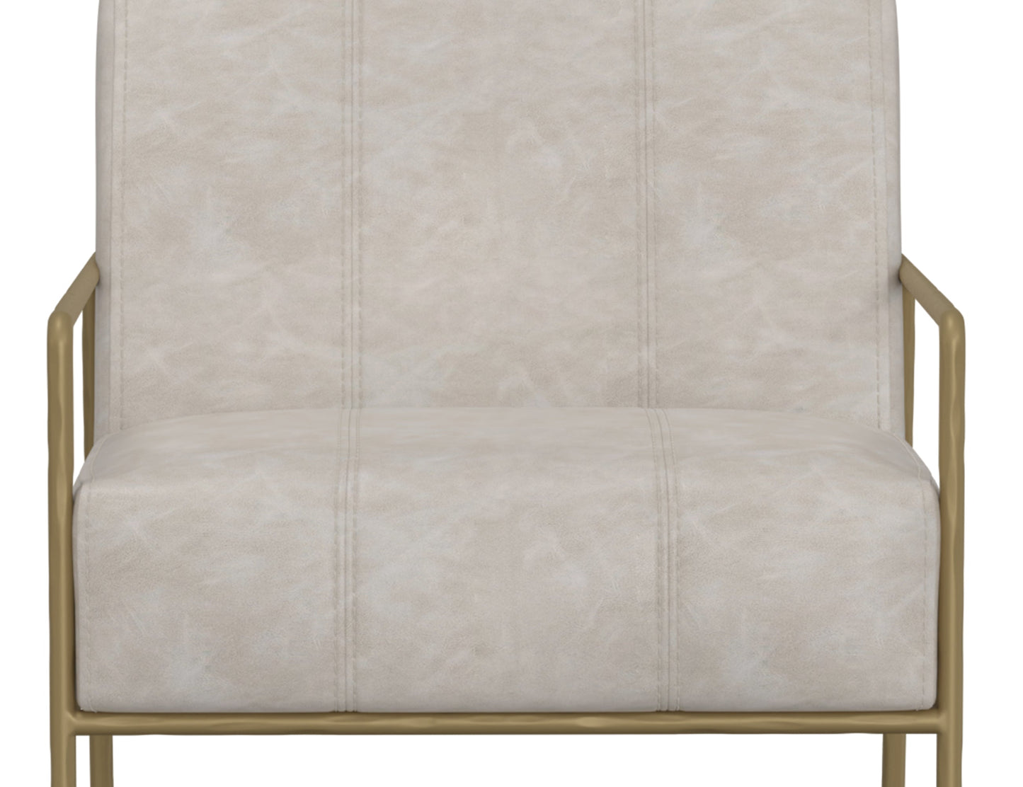 Wooden Frame & Metal Base, Armchair - Ivory