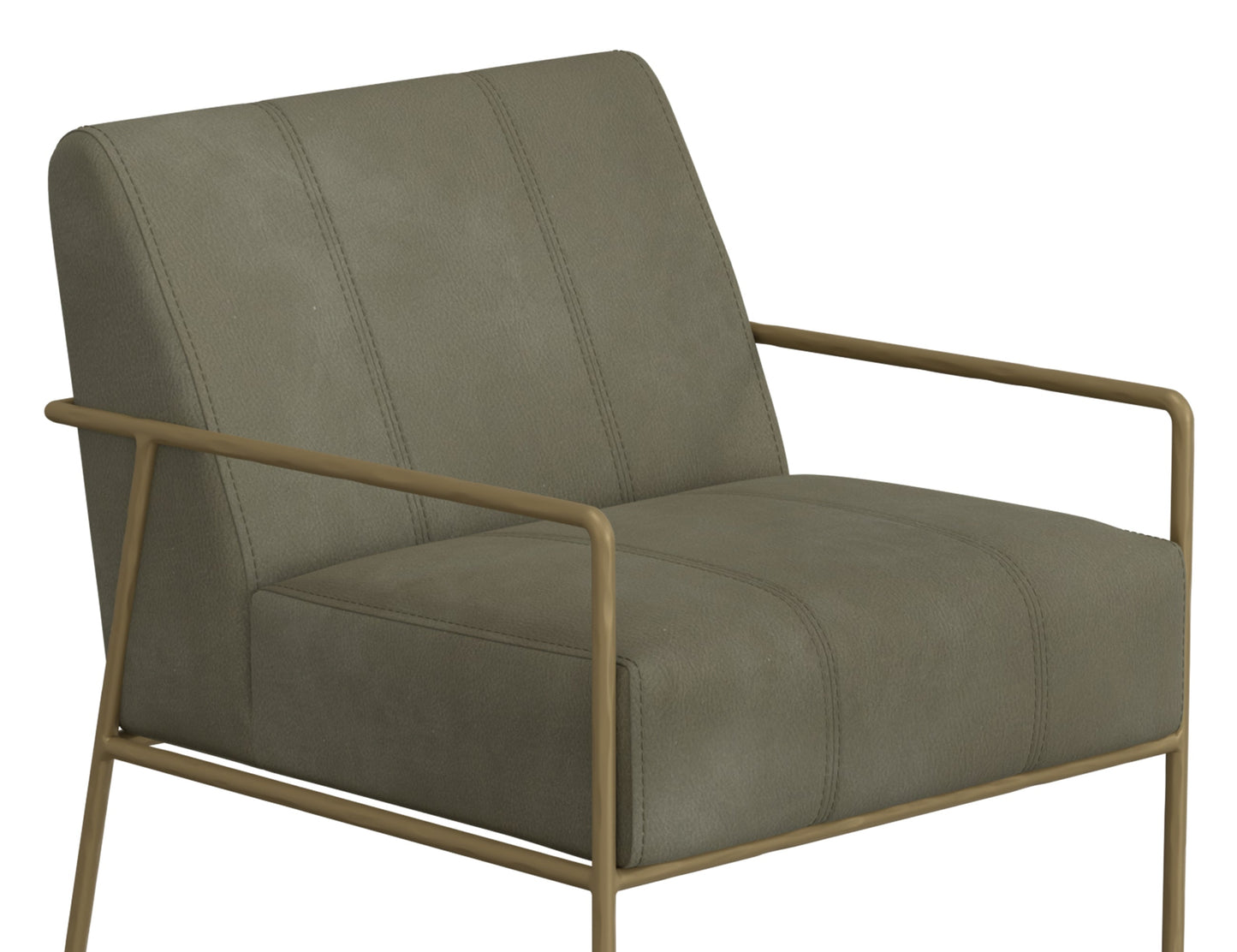Wooden Frame & Metal Base, Armchair - Moss Green
