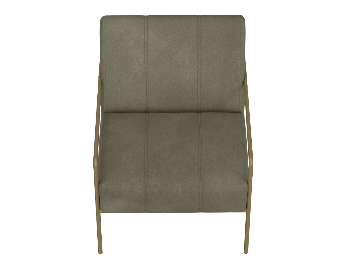 Wooden Frame & Metal Base, Armchair - Moss Green