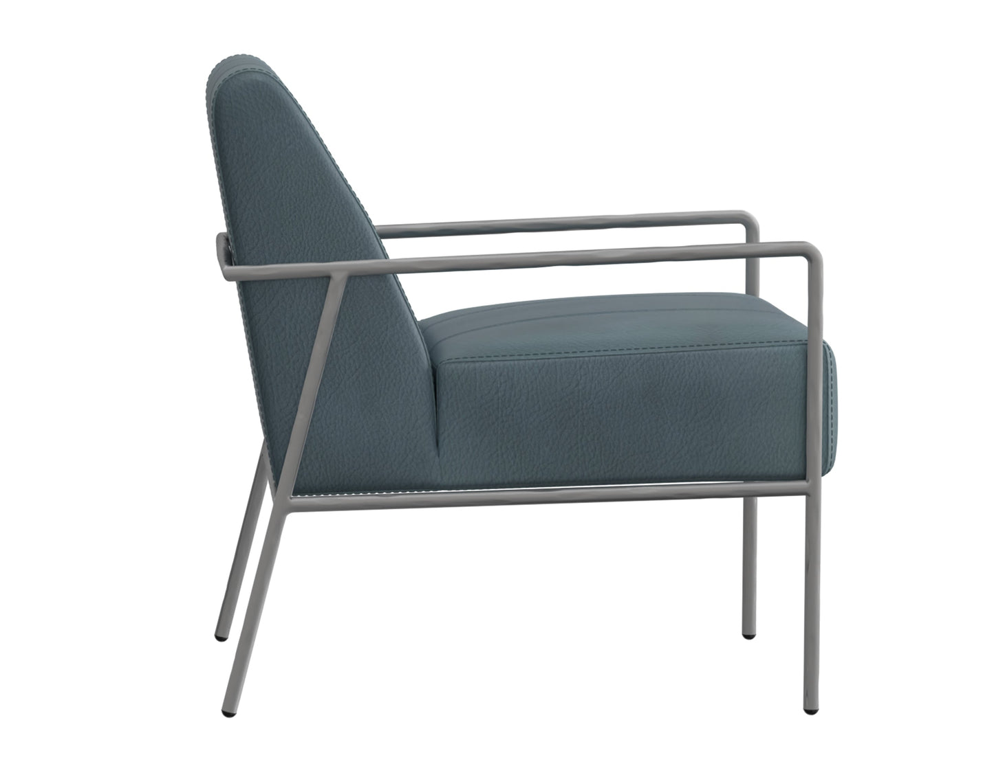 Wooden Frame & Metal Base, Armchair - Indigo Blue