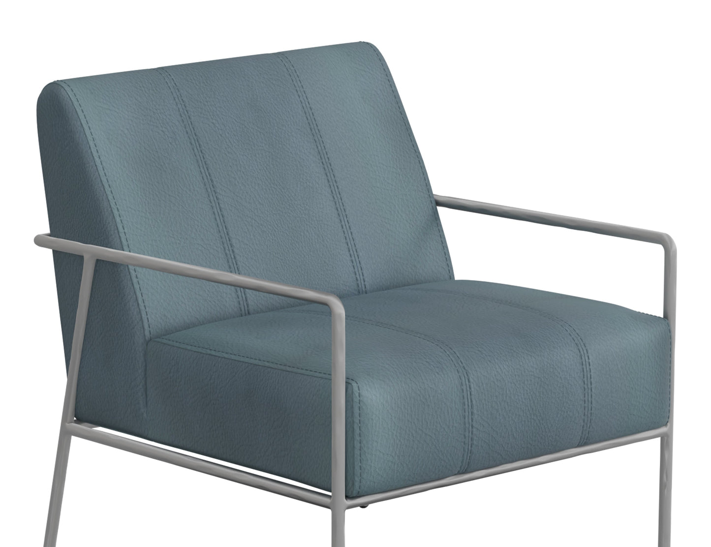 Wooden Frame & Metal Base, Armchair - Indigo Blue