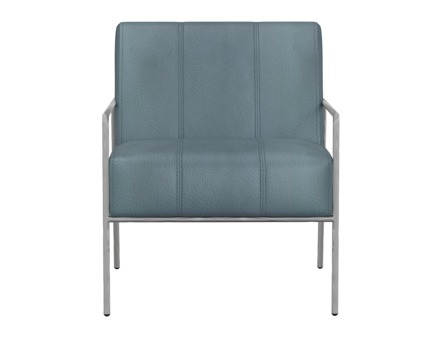 Wooden Frame & Metal Base, Armchair - Indigo Blue