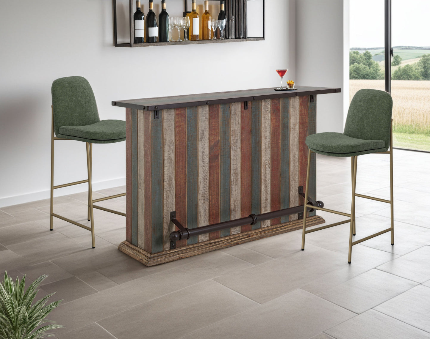 1 Drawer, 2 Door Bar - Multicolor