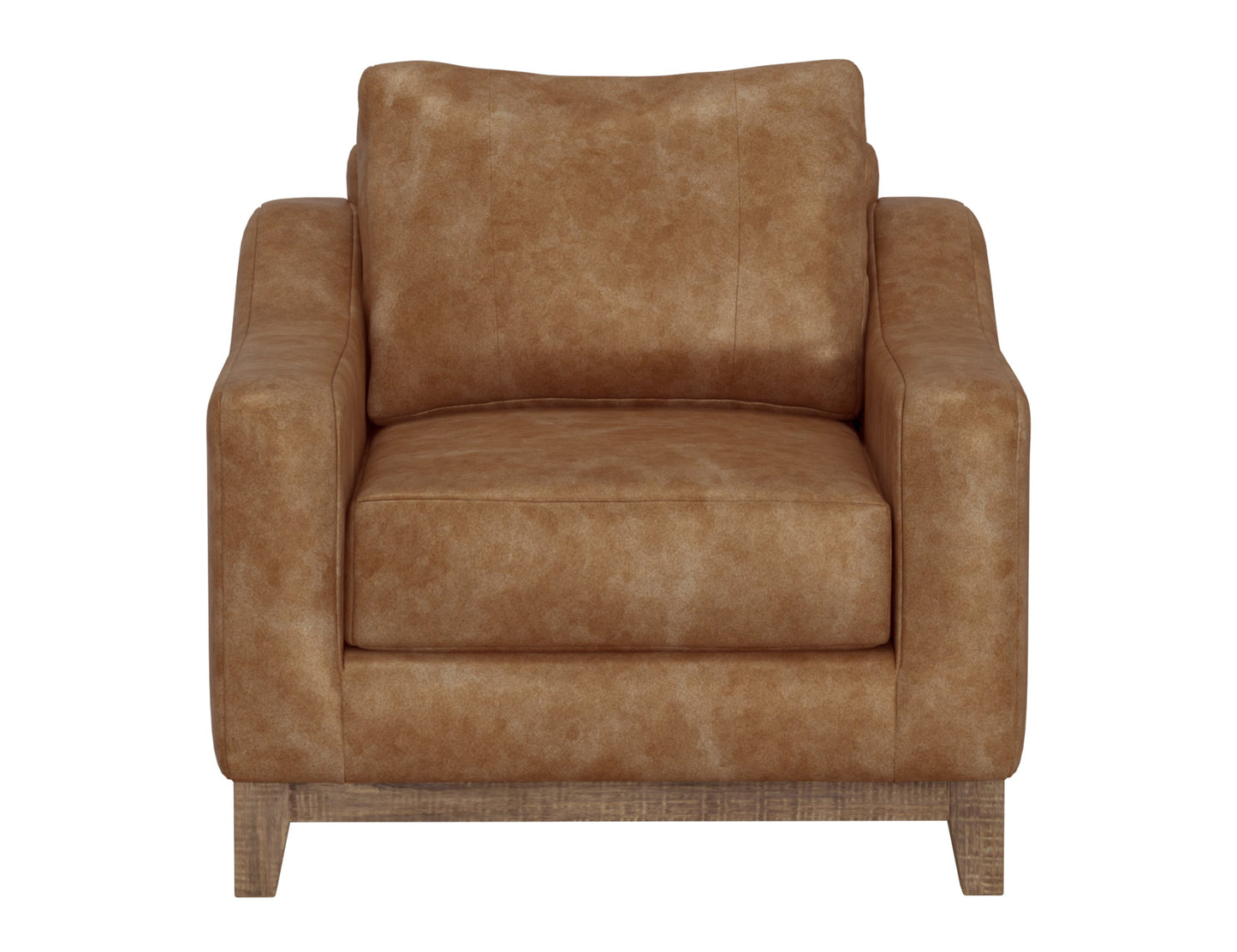 Wooden Frame & Base, Armchair - Caramel Color