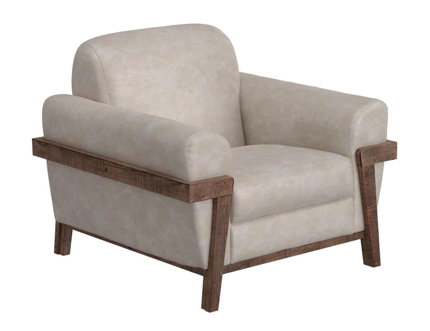 Wooden Frame & Base, Armchair - Ivory