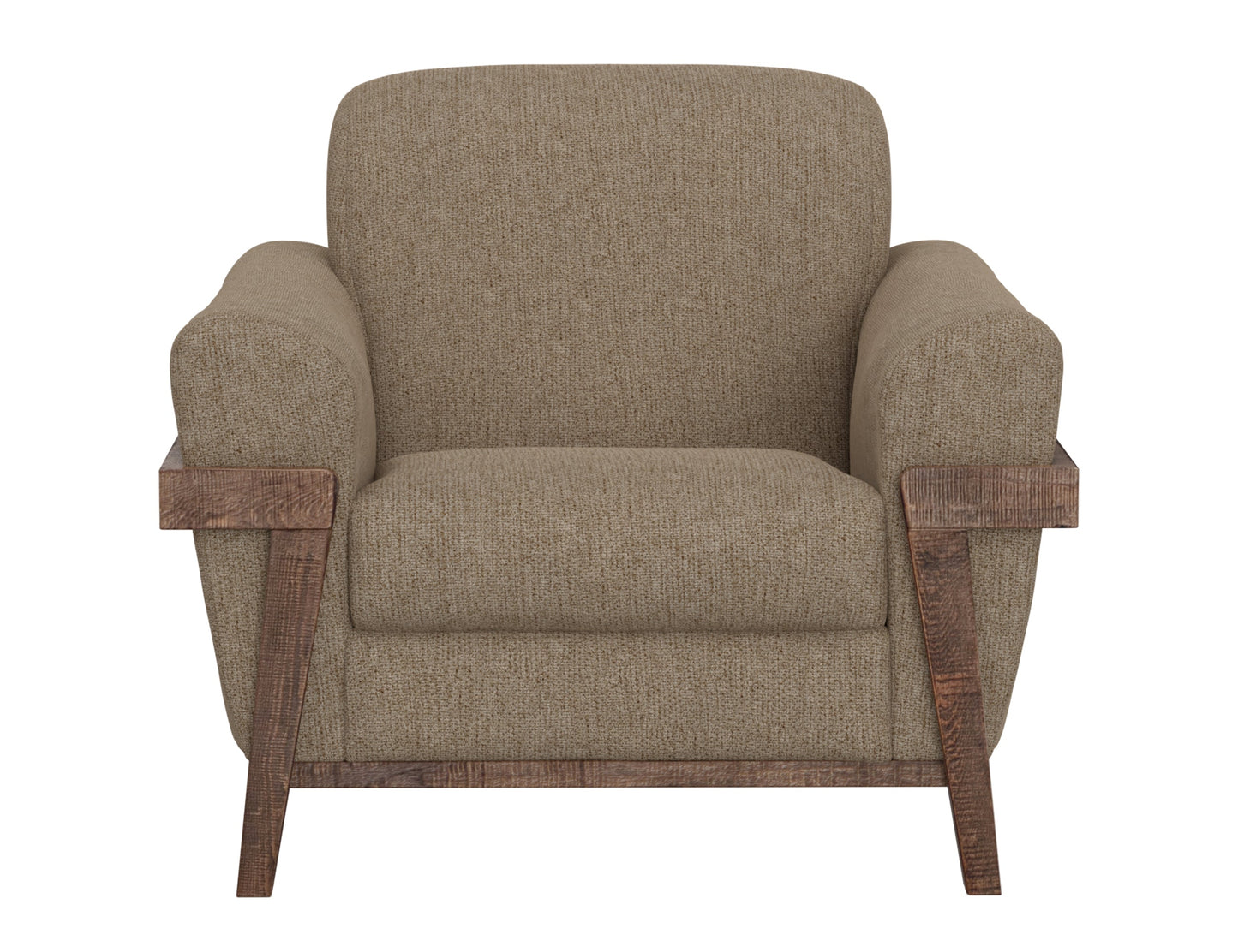 Wooden Frame & Base, Armchair - Brown Camel