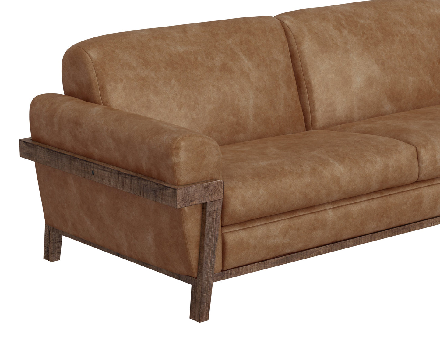 Wooden Frame & Base, Armchair - Caramel Color