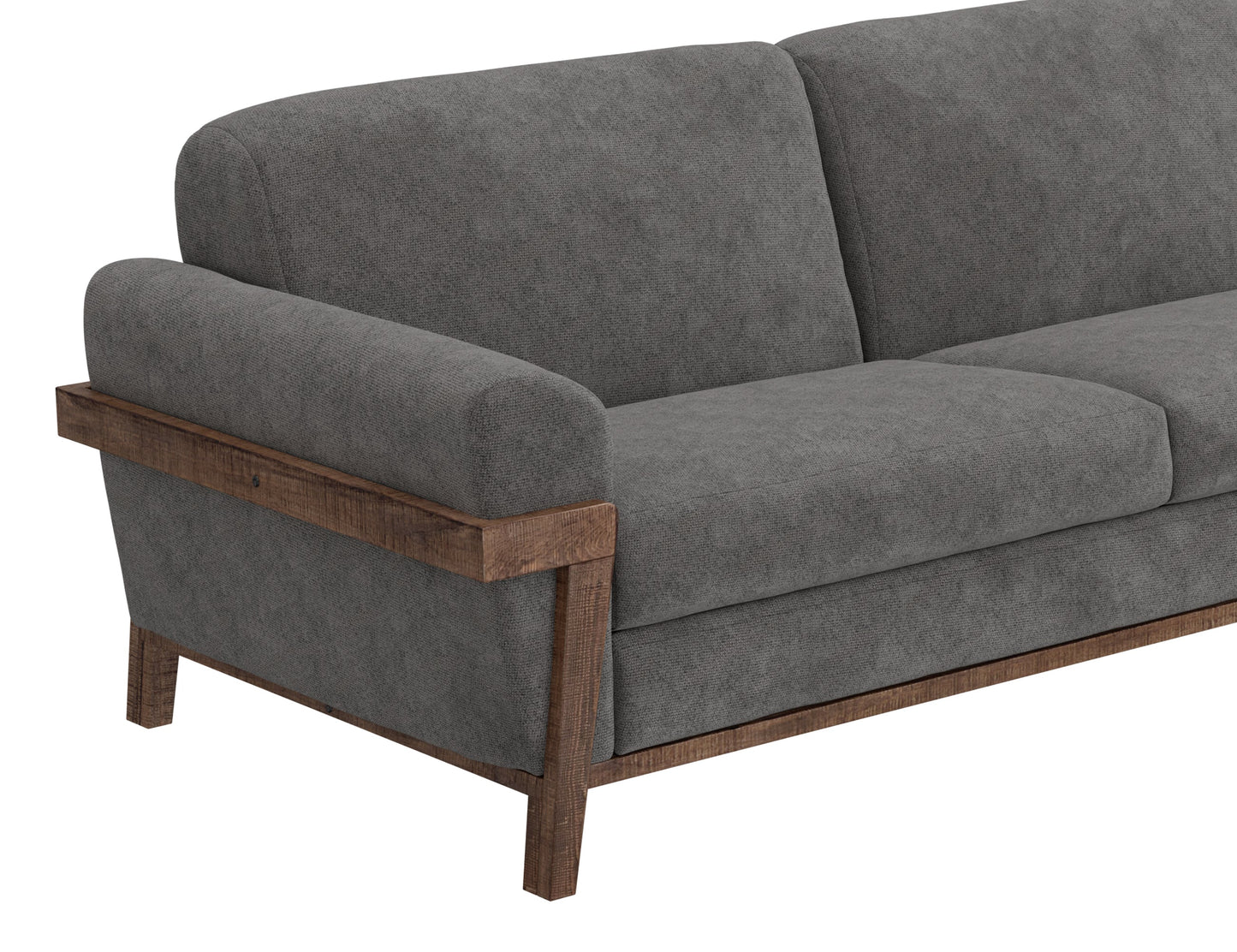 Wooden Frame & Base, Sofa - Iron Gray