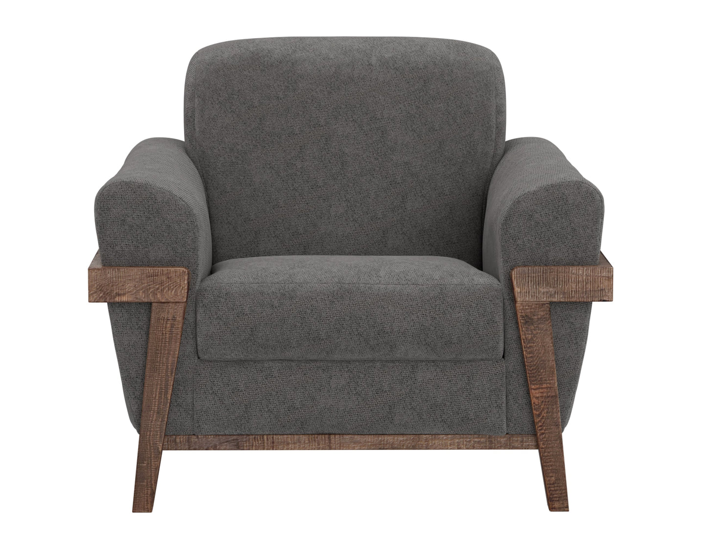Wooden Frame & Base, Armchair - Iron Gray