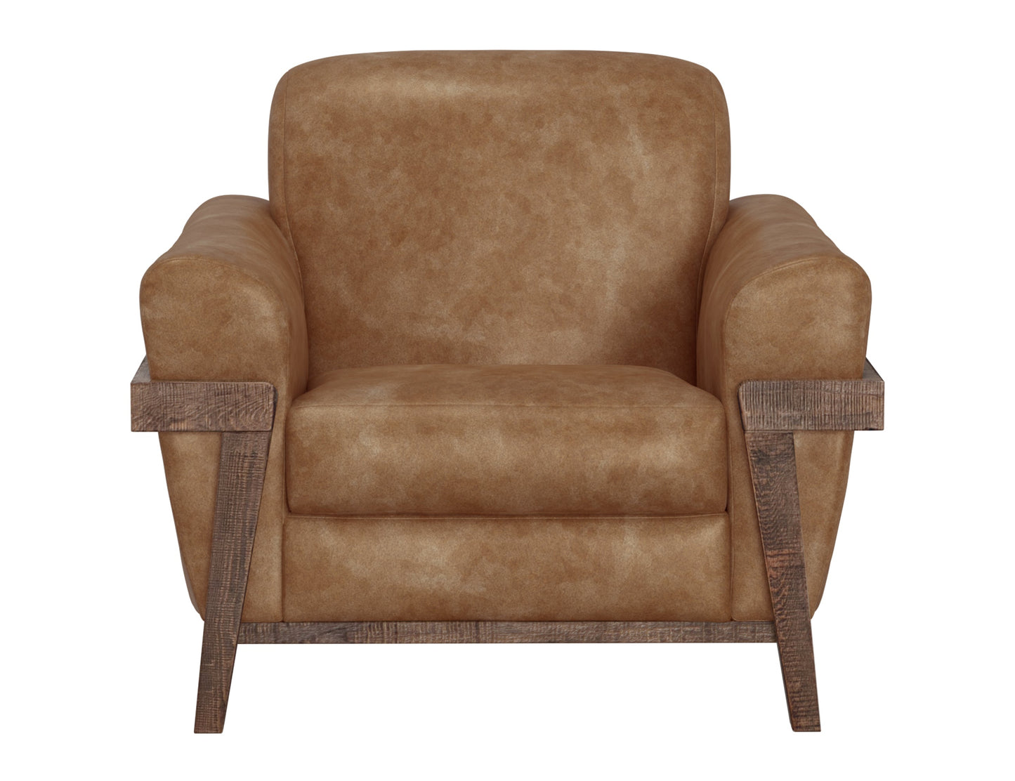 Wooden Frame & Base, Armchair - Caramel Color
