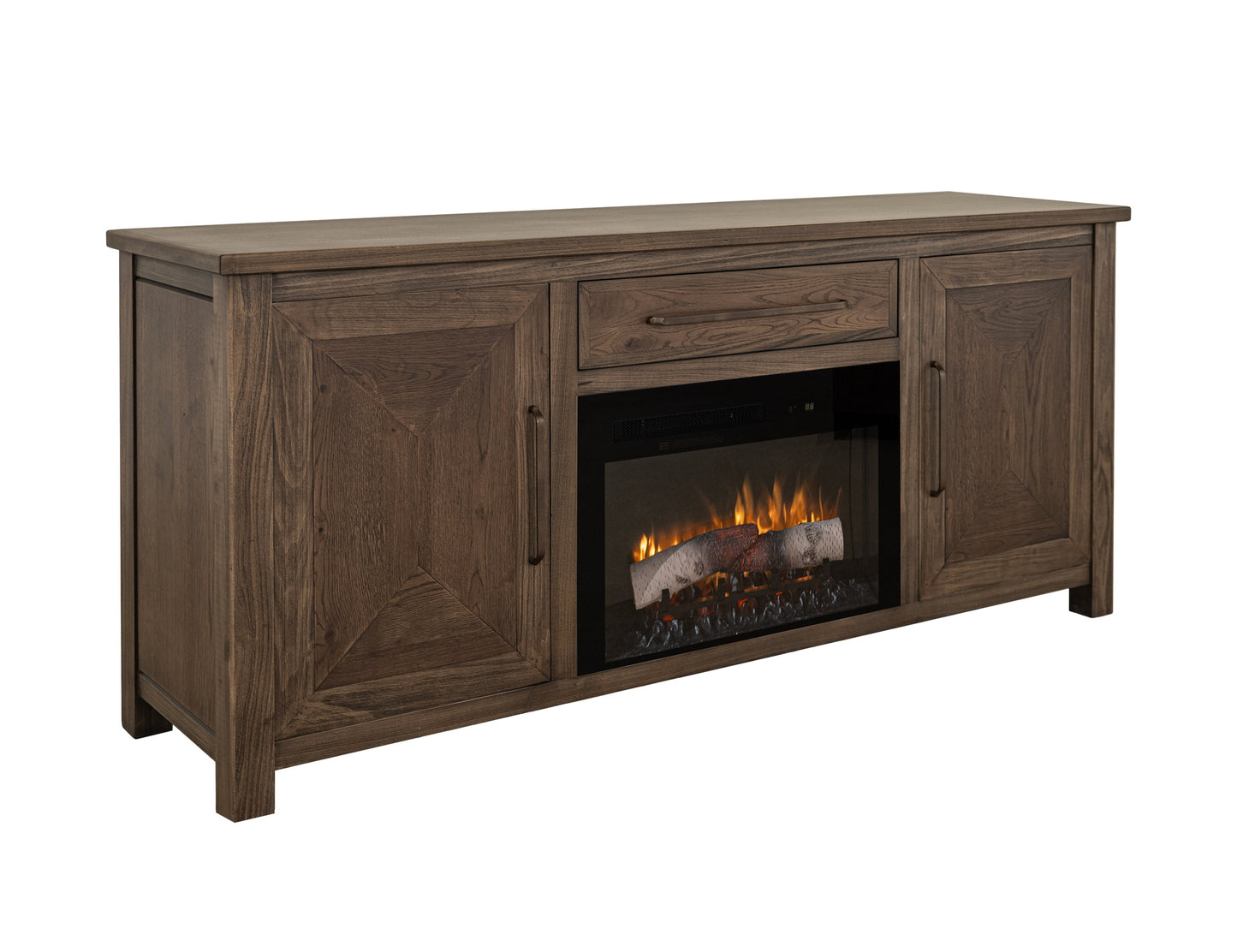 1 Drawer, 2 Door Fireplace TV Stand 70" - Warm Brown