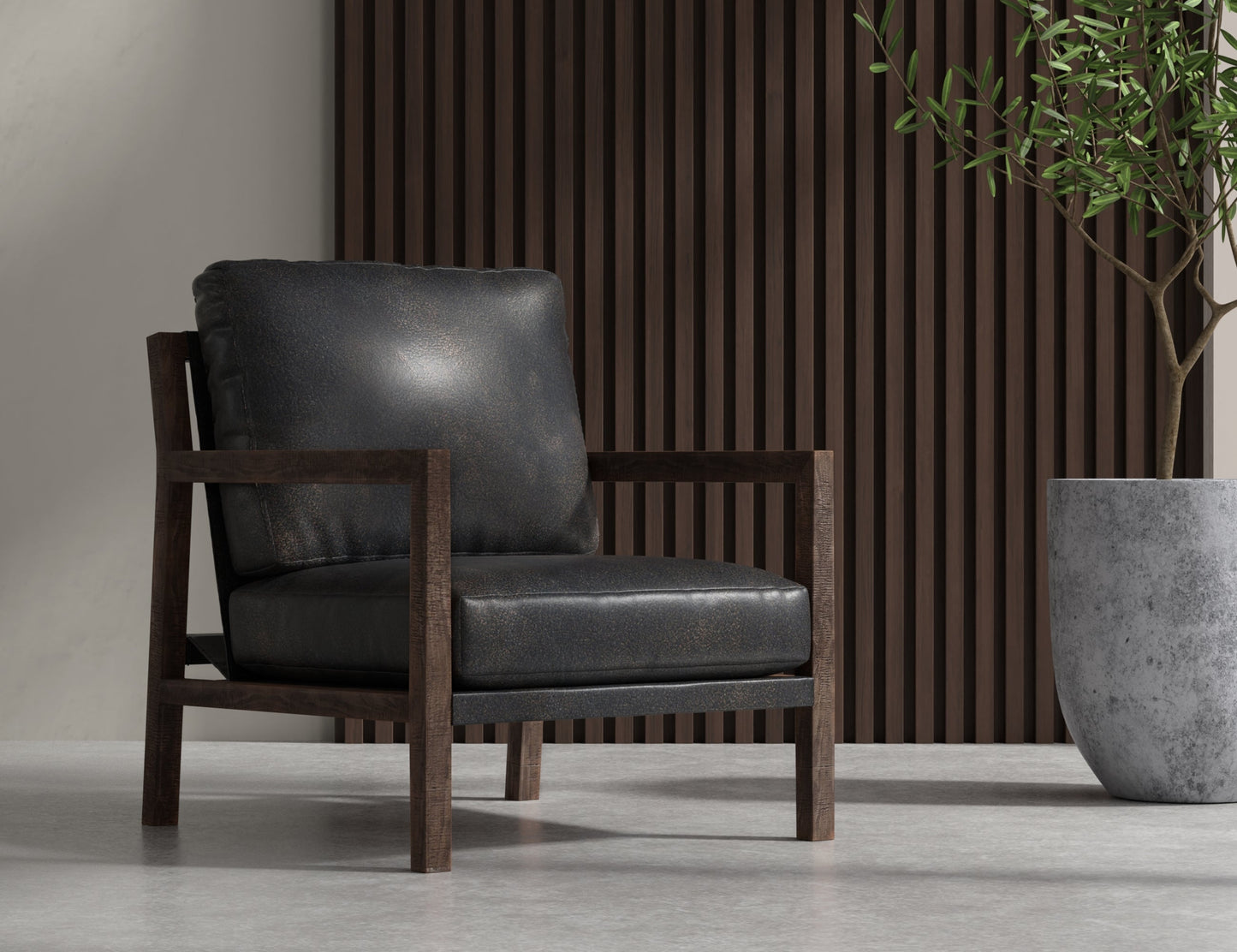 Wooden Frame & Base, Armchair - Licorice Black