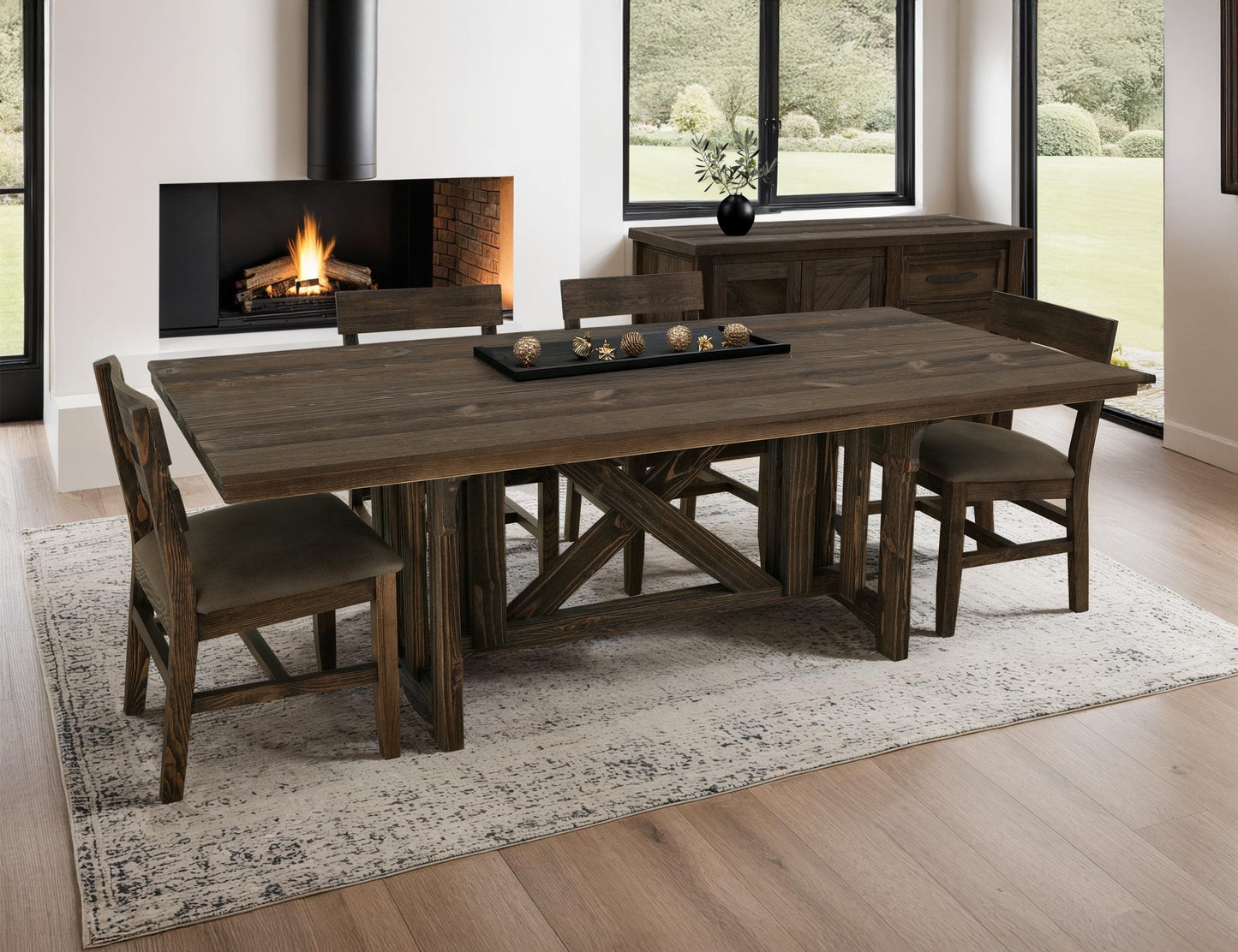 3 Drawer, 2 Door, Buffet - Rookwood Brown
