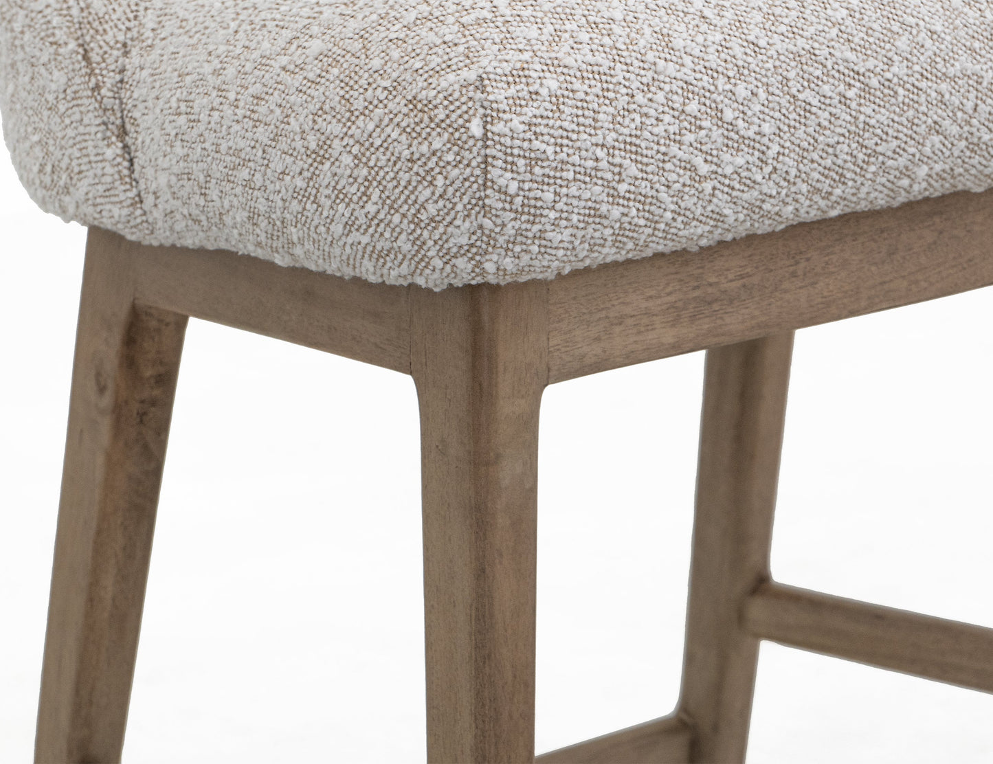 Wooden Frame and Upholstered Seat, Barstool 30" - Light Cream