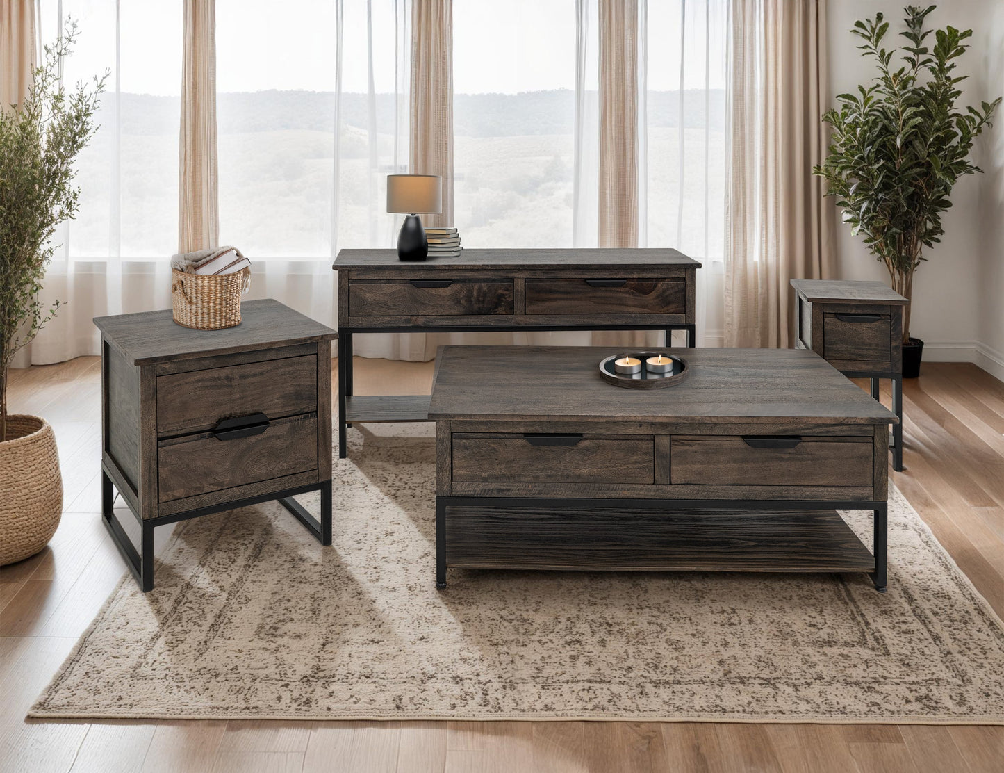2 Drawer End Table - Cedar Brown