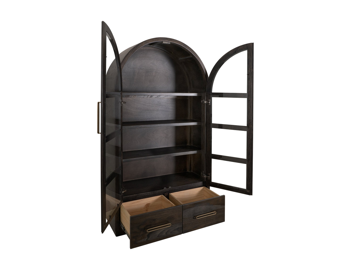 2 Drawer & 2 Glass Doors, Cabinet - Oil Black