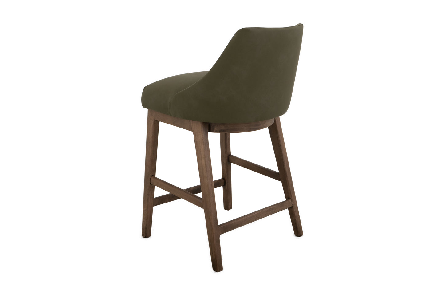 Wooden Frame and Upholstered Seat, Barstool 24" - Moss Green
