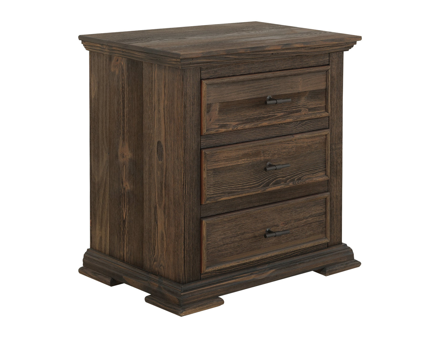 3 Drawer, Nightstand - Mahogany Brown