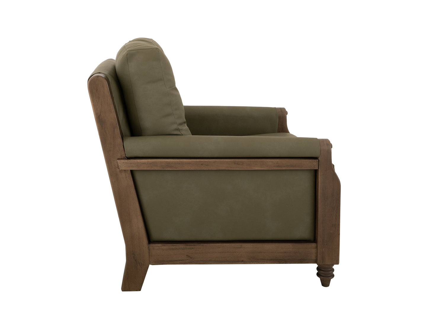 Wooden Frame, Upholstered Armchair - Sand Brown