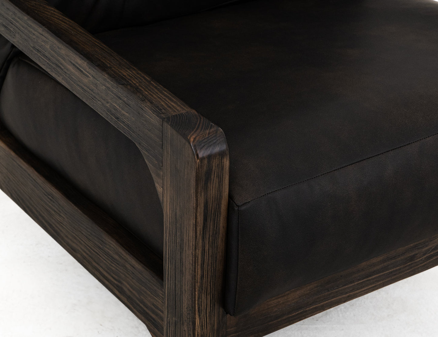Wooden Frame, Upholstered Armchair - Licorice Black