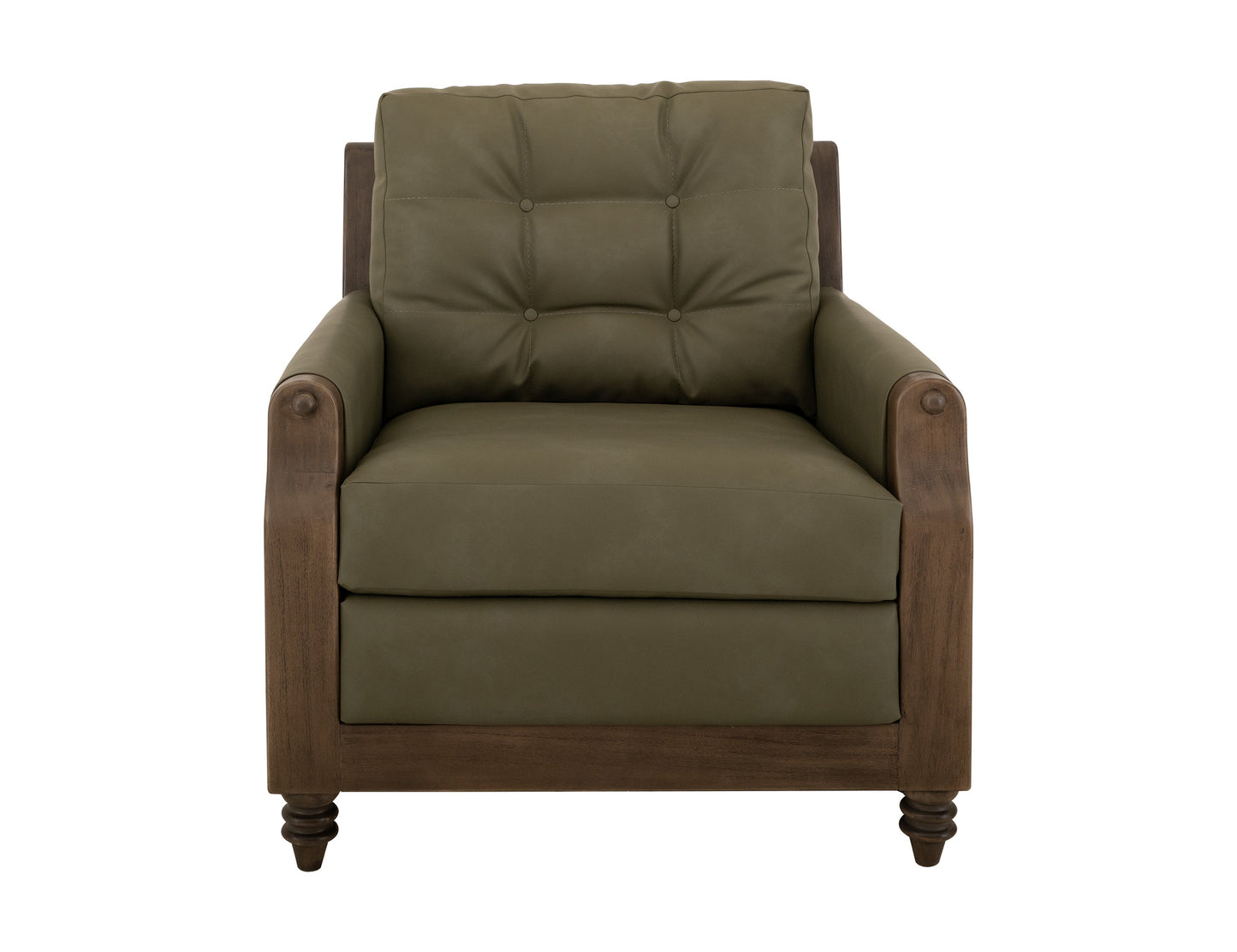 Wooden Frame, Upholstered Armchair - Sand Brown