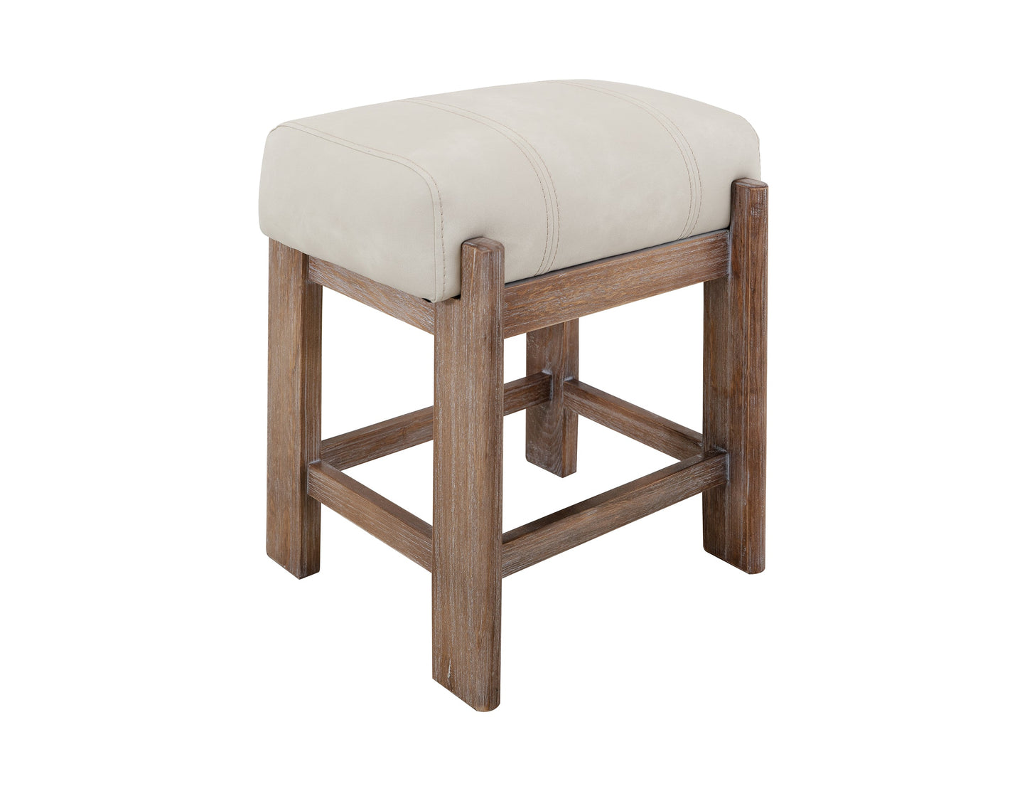 Wooden frame & upholstered seat, stool 24" - Ivory Gray