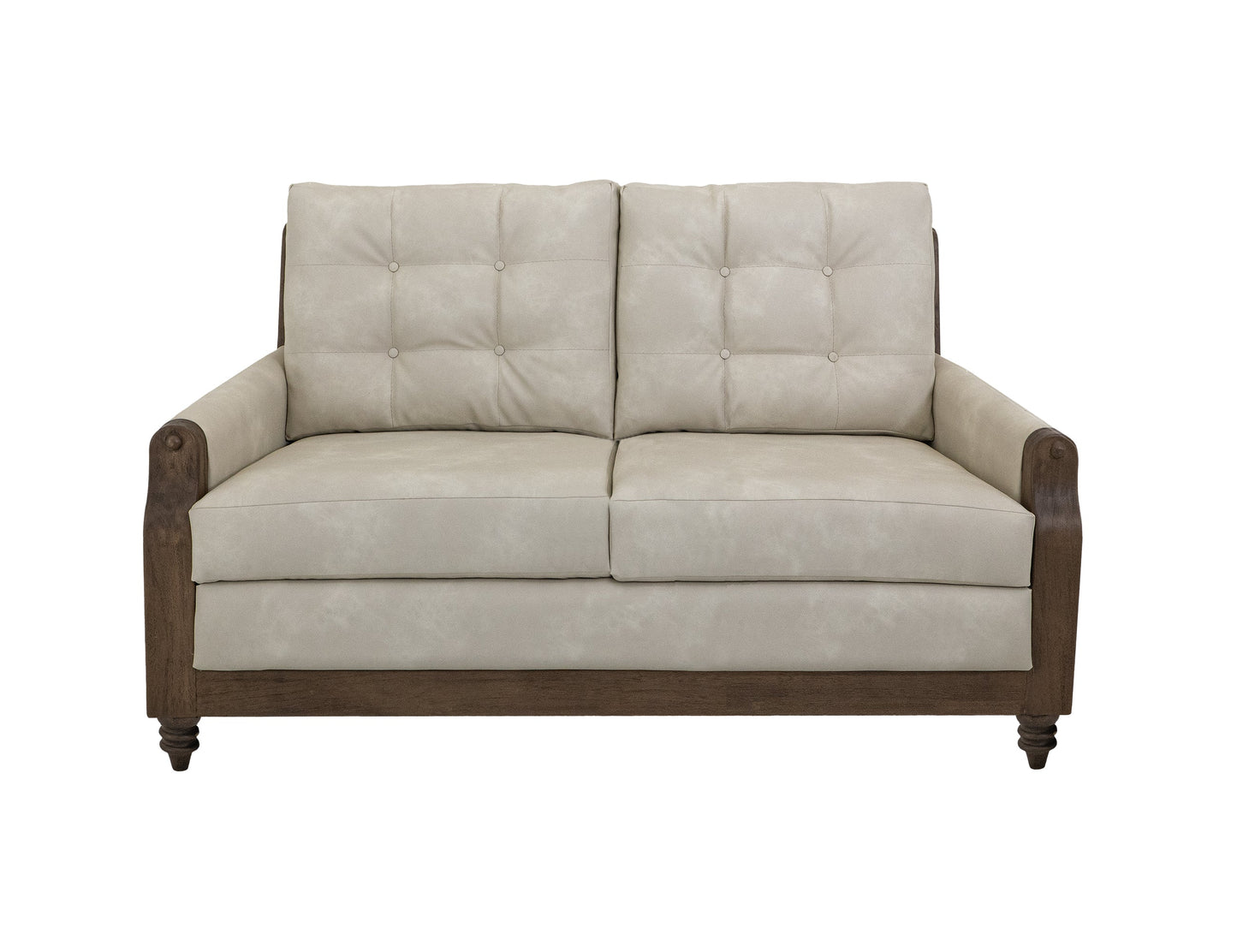 Wooden Frame, Upholstered Loveseat - Opal Beige