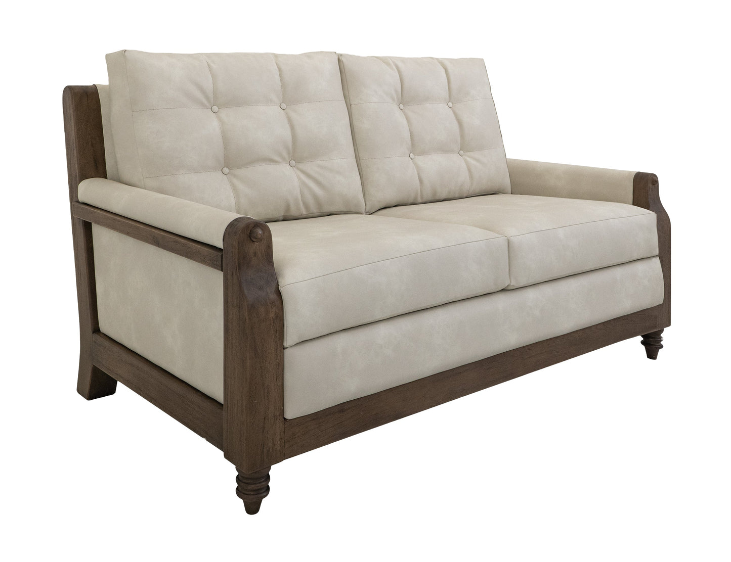 Wooden Frame, Upholstered Loveseat - Opal Beige