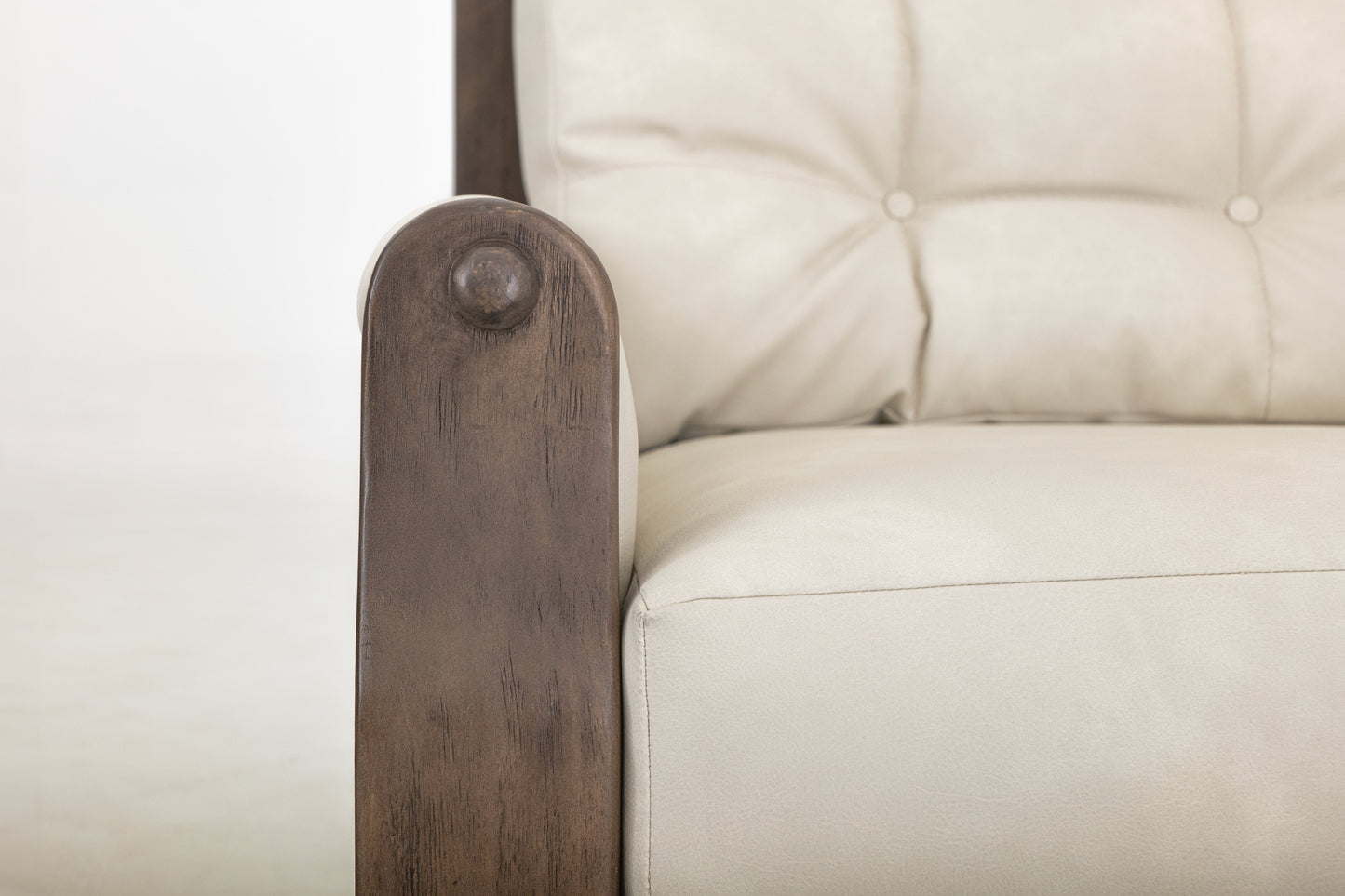 Wooden Frame, Upholstered Armchair - Opal Beige
