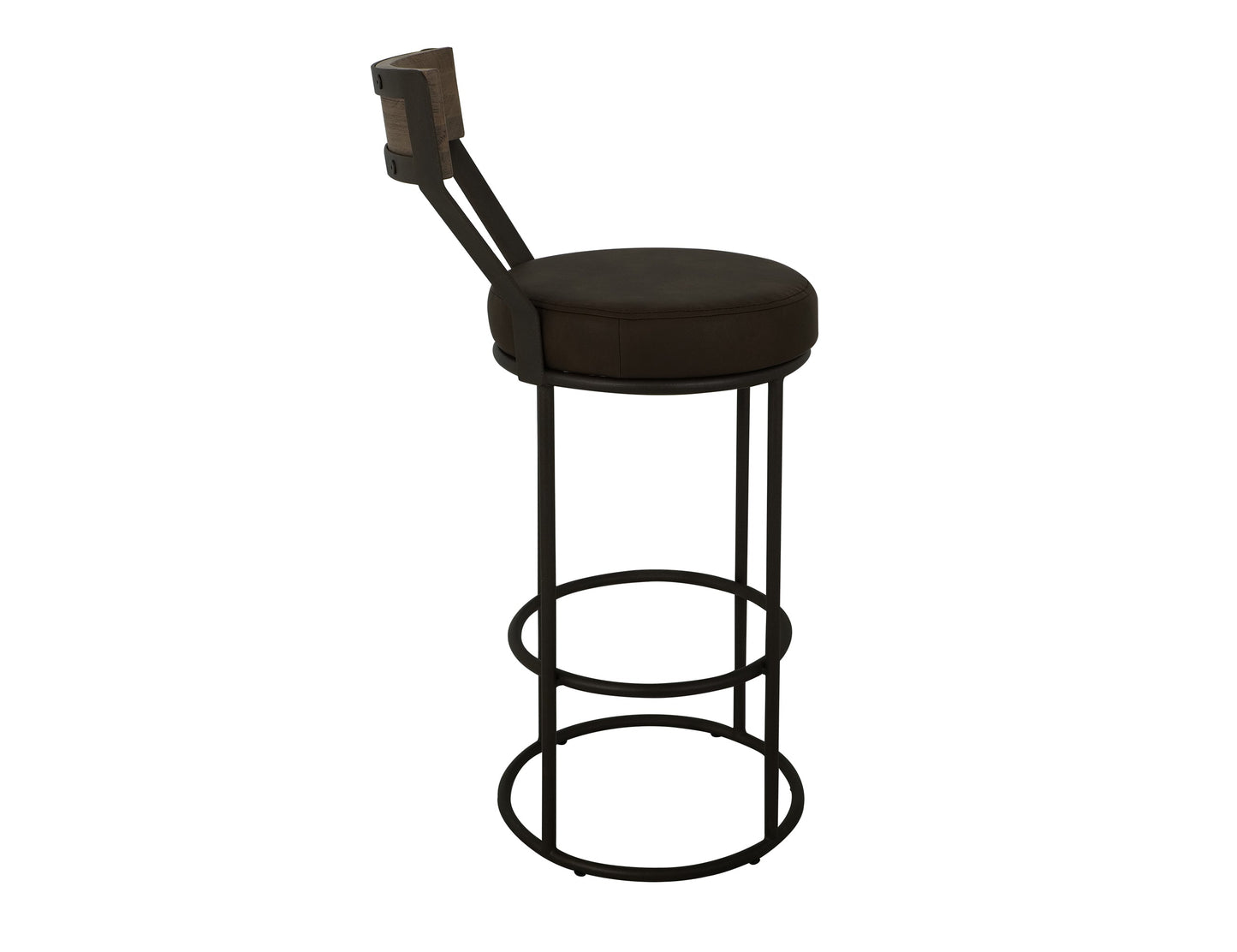 Upholstered Seat & Metal Frame Barstool, 30" - Dark Chocolate